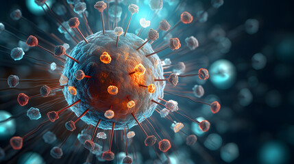 Covid-19 virus in style of photorealistic details - obrazy, fototapety, plakaty
