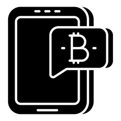 A flat design icon of mobile bitcoin chat 