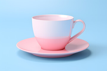 Obraz premium 3d illustration mock up of coffee cup isolated on light pink and sky-blue background
