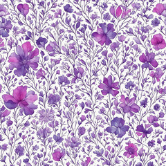 Watercolor floral background, flowers pattern in pastel colors