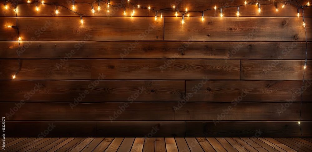 Poster light bulb on wooden background ,space for your task or message. created with generative ai technolo