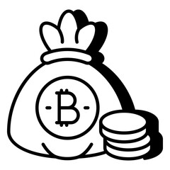 A unique design icon of bitcoin money bag 