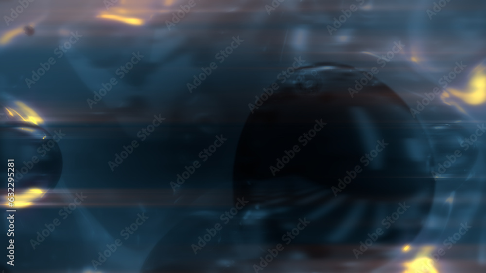 Poster lighting blue dense soft forms particles - dark bokeh bg - abstract 3d rendering