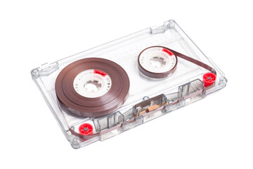 retro audio cassette tape isolated on white background
