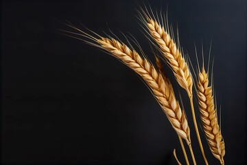 Abstract Macro Closeup Wheat Grain Stems black Background Farm Seeds