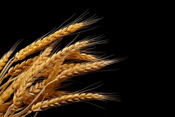 Abstract Macro Closeup Wheat Grain Stems black Background Farm Seeds