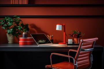 modern workplace in a contemporary interior, ai tools generated image 