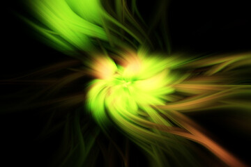 Bright green with yellow, abstract flower