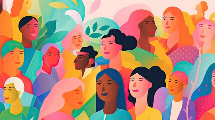 Colorful illustration of diversity, inclusion, equality, and representation of multicultural, multiracial society,  banner ai generative