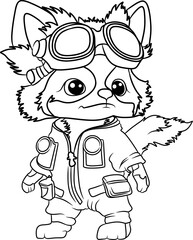 Racon wearing sunglasses cartoon line art