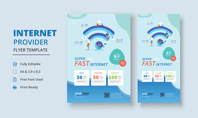 Super Fast Fiber Broadband Flyer, Internet Service Provider Flyer Template, Internet Service Provider Dl Flyer, Internet Service Provider Roll Up Banner, dl flyer, roll up banner