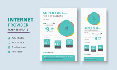 Super Fast Fiber Broadband Flyer, Internet Service Provider Flyer Template, Internet Service Provider Dl Flyer, Internet Service Provider Roll Up Banner, dl flyer, roll up banner