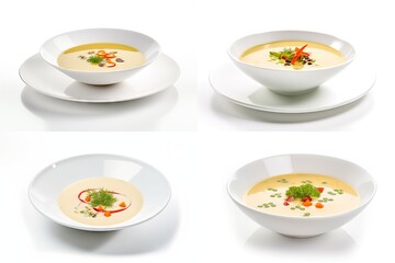 Vegetable Cream Soup, Potato Onion Creamy Dinner, Broccoli Bouillon, Abstract Generative AI Illustration
