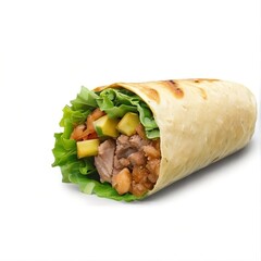 3D realistic chicken wrap burrito. High-quality isolated in a white background. 