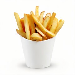 french fries in a white bowl. High-quality isolated in a white background.