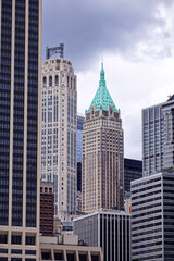 Fototapeta na wymiar Skyscrapers in New York City from the river