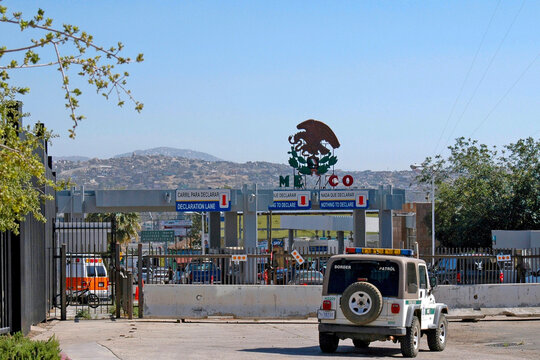 Mexican Border Post at Tecate in Baja California