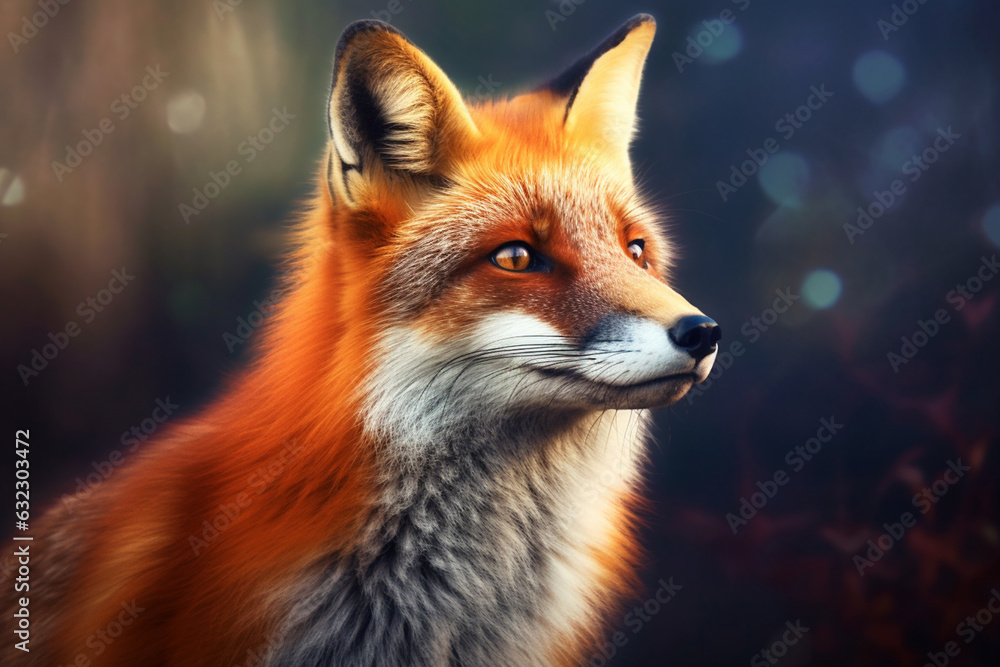 Aufkleber a beautiful photograph of a fox, displaying its elegant red or orange coat and intelligent expressio