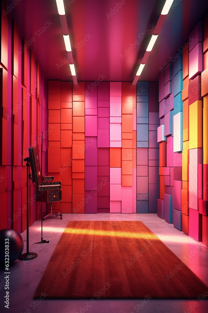 Fototapete a soundproof recording studio with acoustic panels and professional equipment, symbolizing the impor