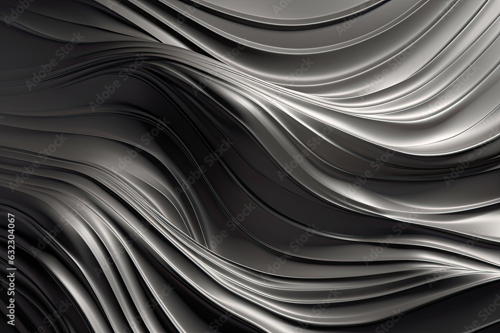 Poster glossy silver wavy texture. glowing wallpaper with abstract shapes. background with curvy shapes. ge