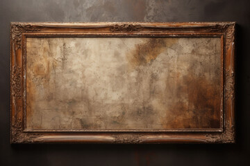 Old antique frame on the dark wall. AI generated
