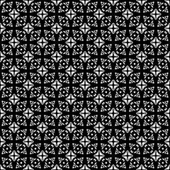 Black and white seamless pattern texture. Greyscale ornamental graphic design. Mosaic ornaments. Pattern template. Vector illustration. EPS10.