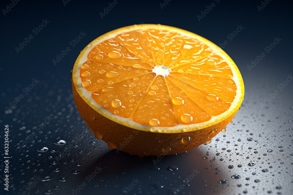 Poster a close-up image of a perfectly segmented orange, with its bright orange flesh and citrusy aroma. ge