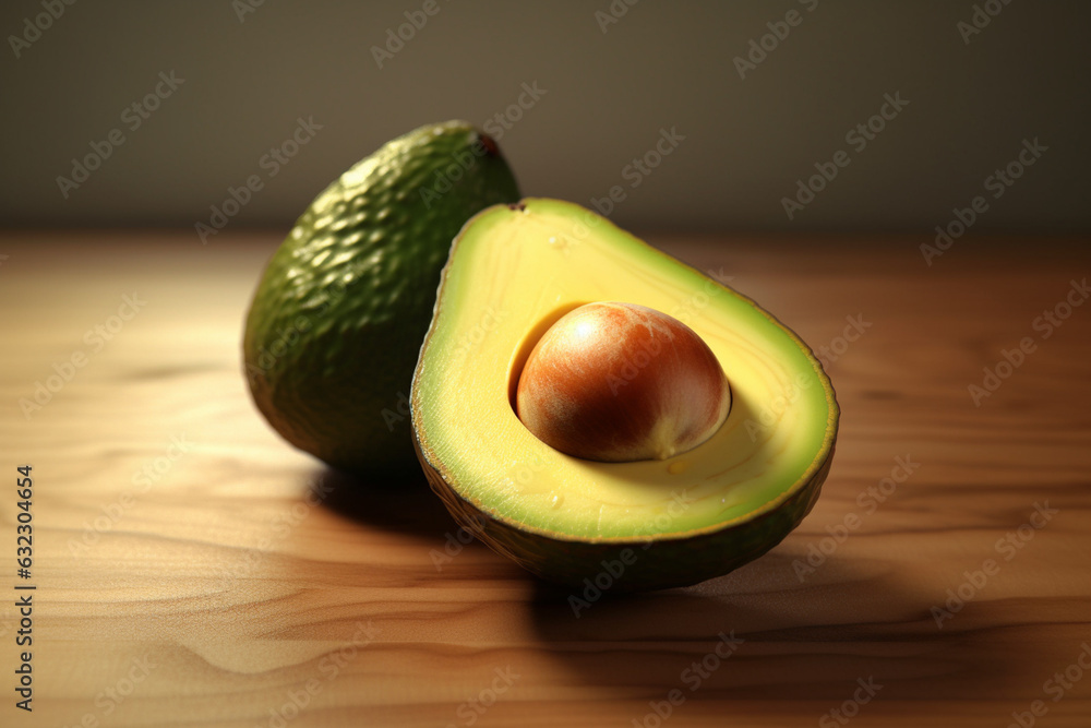 Aufkleber an image of a perfectly ripe, sliced avocado, with its creamy green flesh and smooth texture, inviti