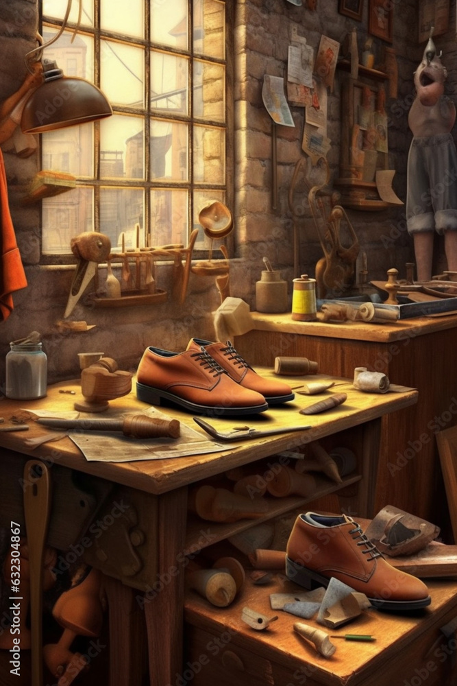 Aufkleber a set of shoemaker-themed greeting cards with illustrations of shoemaking processes and heartfelt me