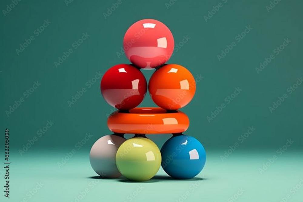 Fototapete  A minimalist geometric sculpture consisting of interlocking spheres, representing harmony and unity in its precise and balanced composition. Generative AI technology.