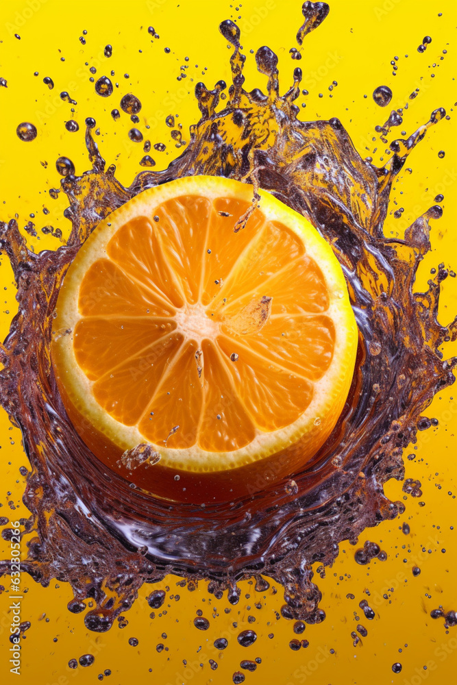 Aufkleber An vibrant image of a Lemon splashed in bright paint, symbolizing freshness and health.  Generative AI technology.