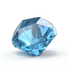 Light Sapphire crystal with shadow on white background