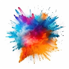 Fototapeta na wymiar Bright colorful holi paint color powder festival explosion burst isolated