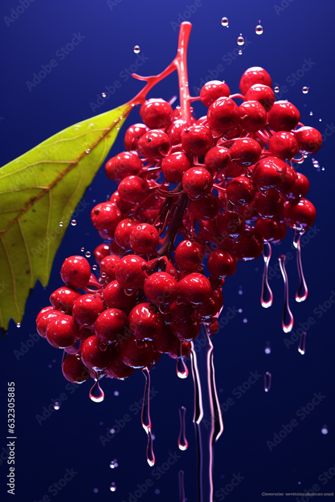 Aufkleber an vibrant image of a elderberry splashed in bright paint, symbolizing freshness and health. generat