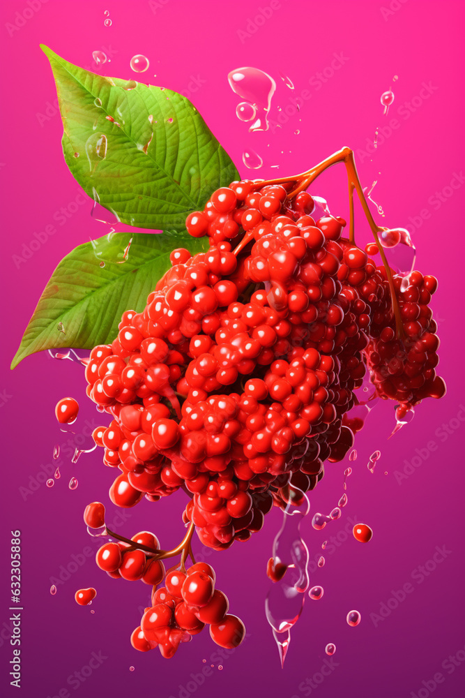 Aufkleber an vibrant image of a elderberry splashed in bright paint, symbolizing freshness and health. generat