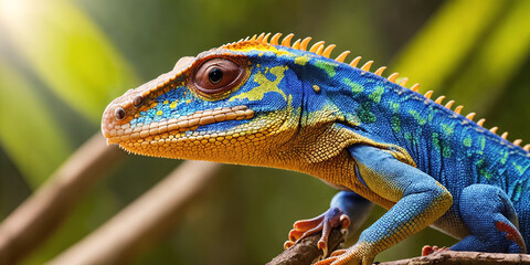 Naklejka premium Lizard in wild jungle