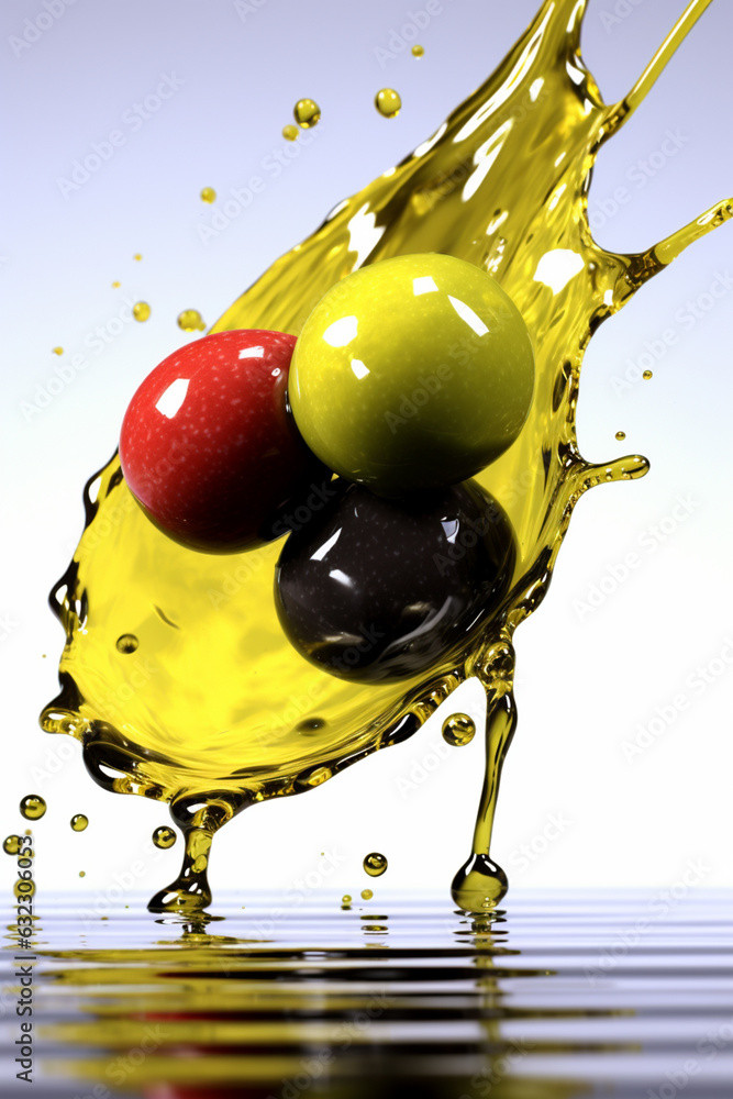 Aufkleber An vibrant image of a Olive splashed in bright paint, symbolizing freshness and health.  Generative AI technology.