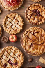 a group of pies on a table