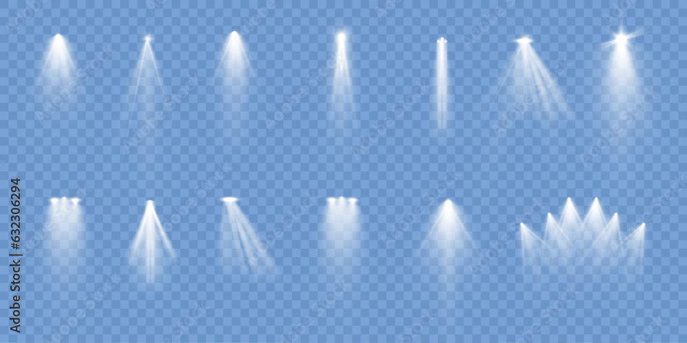 Poster searchlights. light effect stage for presentation illuminated by spotlights. vector illustration.