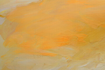 Art oil and acrylic smear blot canvas painting wall. Abstract yellow, orange color stain...