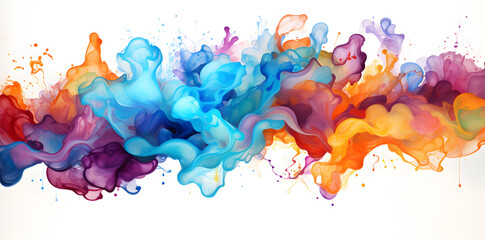 Colorful watercolor ink paint splash background