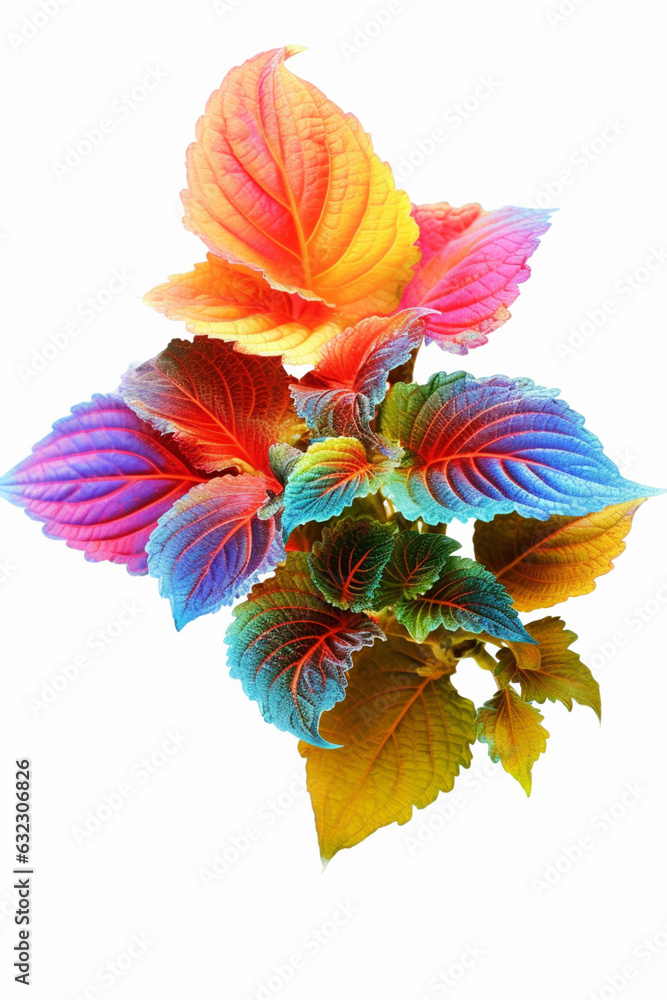 Aufkleber An vibrant image of a Coleus (Coleus spp.) splashed in bright paint,  Generative AI technology.