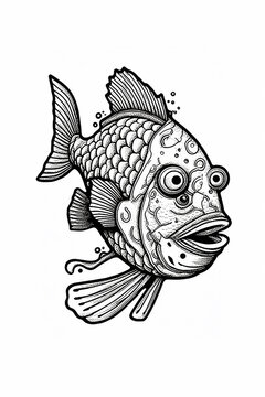 recommend clip art: Funny cartoon fish. Children's coloring book..