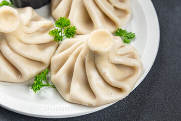khinkali dumpling stuffed meat meal food snack on the table copy space food background rustic top view