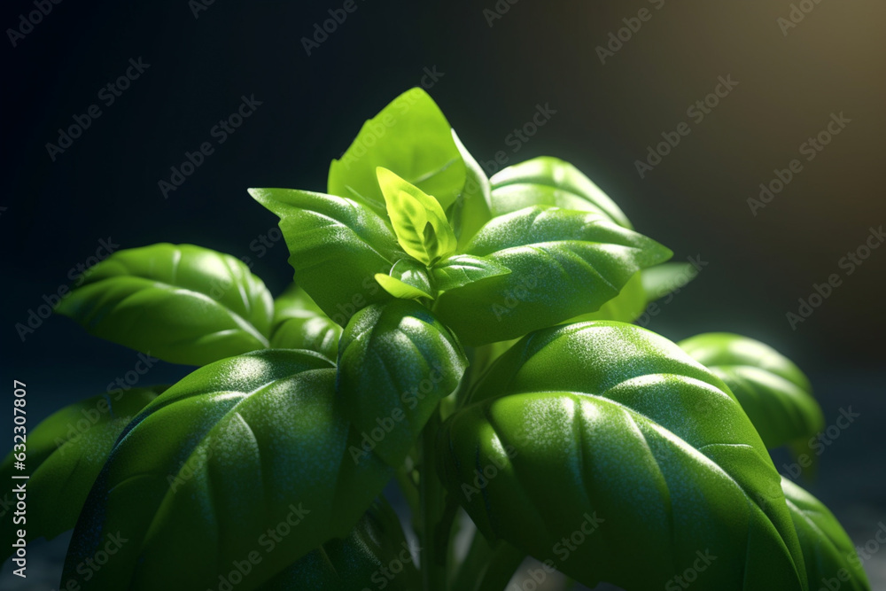 Aufkleber an image showcasing fresh basil leaves, known for their vibrant green color and aromatic scent. gene
