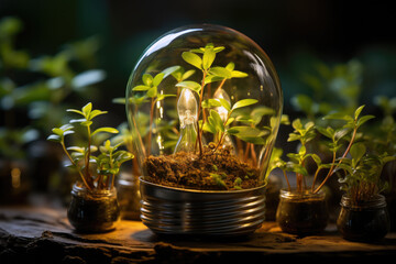 Plant flourishing within a light bulb