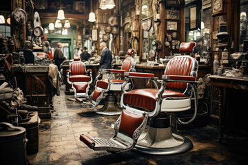 Barbershop in the USA during the 1970s. Step back in time