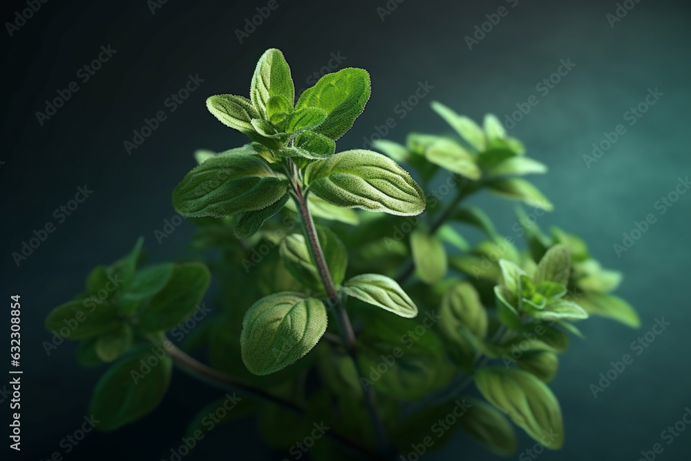 Poster a photo capturing the delicate leaves of oregano, with their distinctive aroma and characteristic sh
