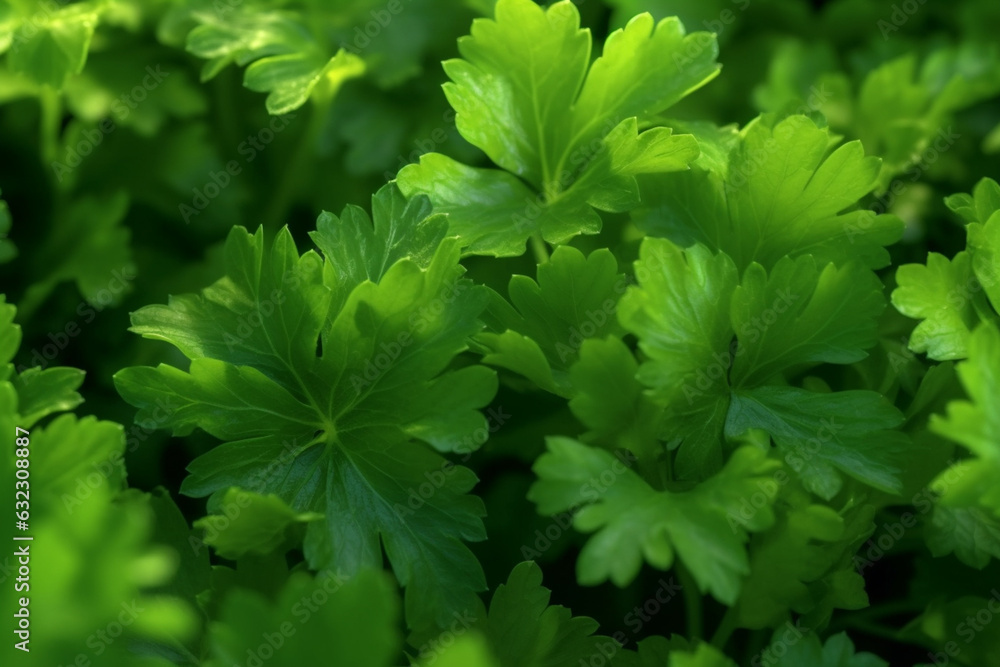 Aufkleber a close-up shot of parsley leaves, featuring their bright green color and curly or flat texture. gen