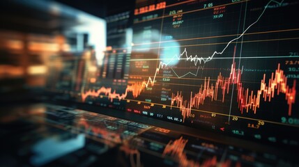 Obraz premium Background with graph stock market on screen, candles